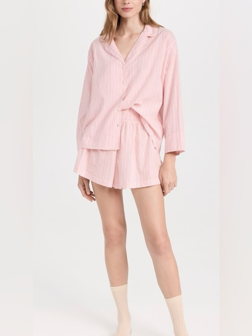 THE GREAT 100% cotton pajama striped top